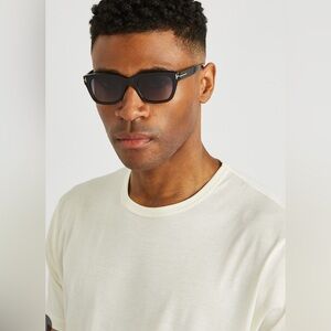 Tom Ford Black “Lauren” Sunglasses with Signature T Detail